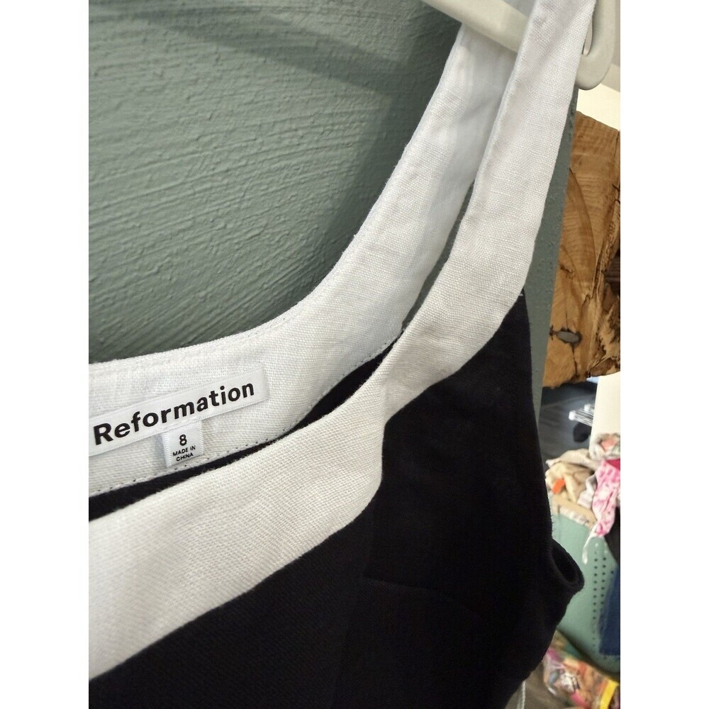 Reformation Robbie 100% Linen Bralette Black White Cropped Top Size 8 New - Picture 4 of 5